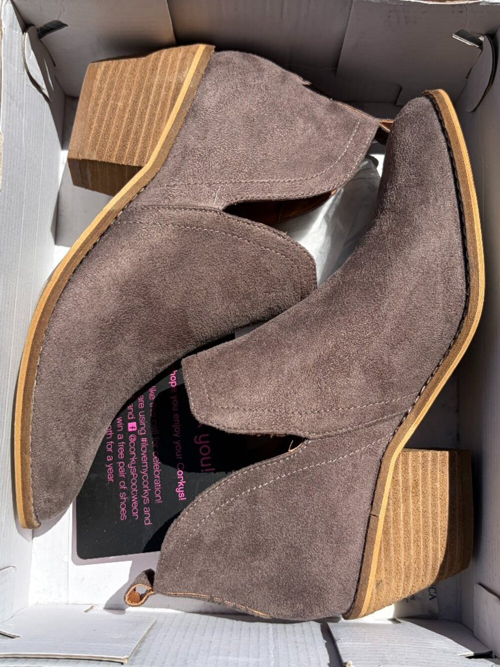 Boutique by Corkys Stassi Taupe Suede Side Slit Ankle Booties Size 8